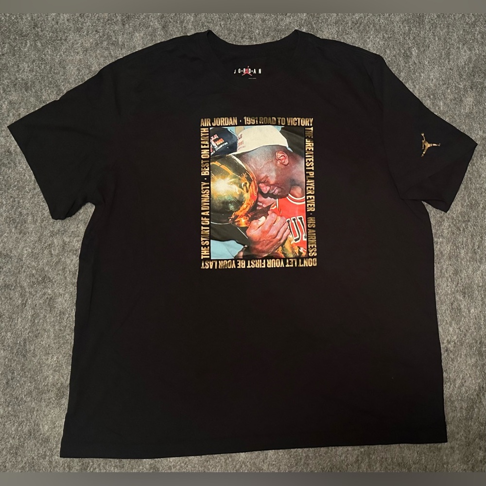 Men’s Air Jordan 1991 Remastered First Championship Photo Black T-Shirt - 2XL